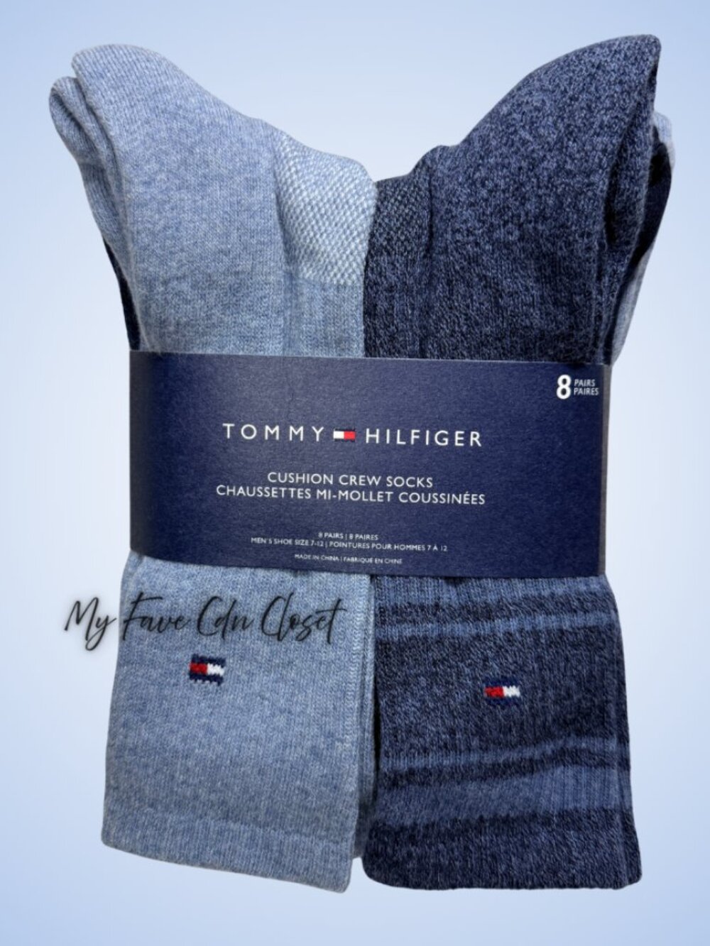 NWT Tommy Hilfiger 8 pack Cushion Crew Socks Mens 7-12